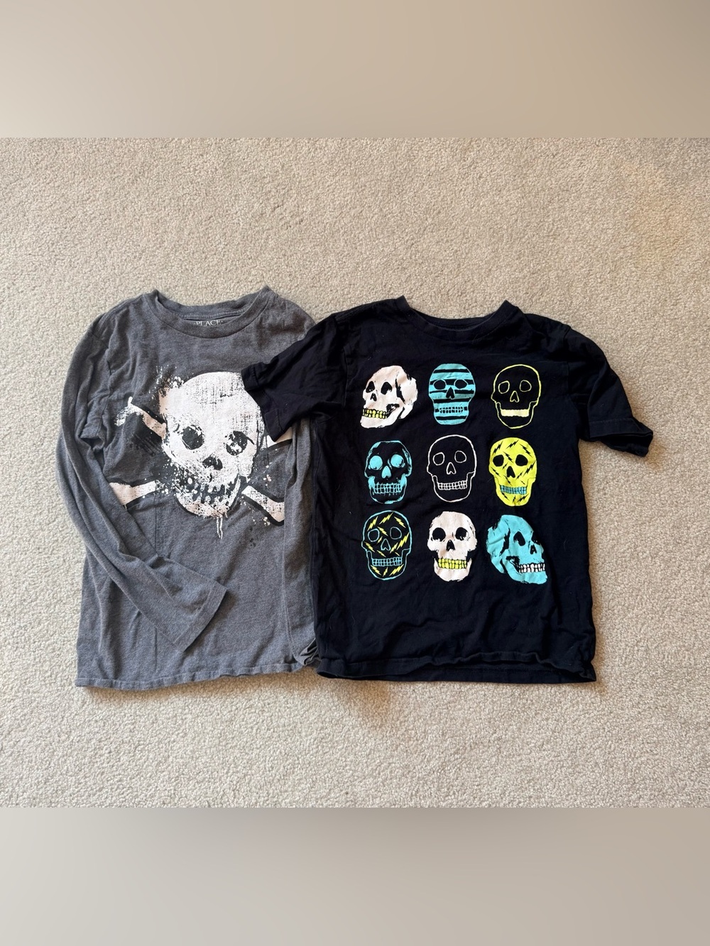 The Children's Place Boys' Skull Graphic Long Sleeve Tee - Black & Gray